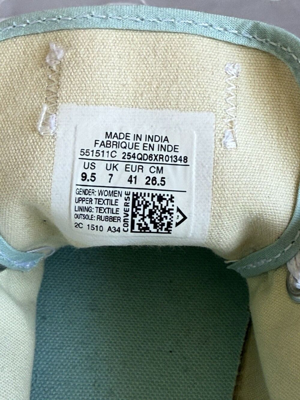 CONVERSE Chuck Taylor All Star Canvas Trainers 551511C Size US 9.5 Seafoam Green - Picture 9 of 10